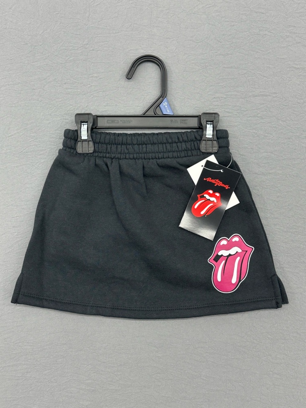 Rolling Stones Black Skort with Pink Tongue Patch XS 4-5